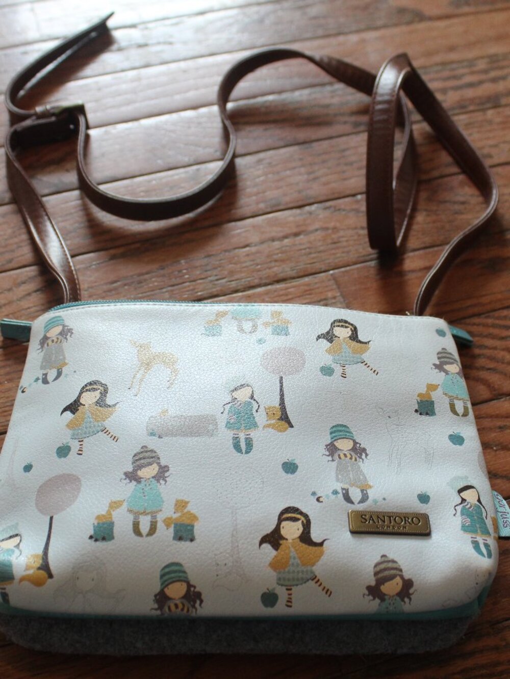 Santoro Gorjuss Purse Women's Blue Gray Woodland Crossbody Bag London Animals